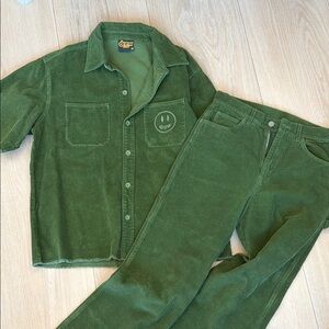 Just Drew Green Corduroy Jacket and Pants Set